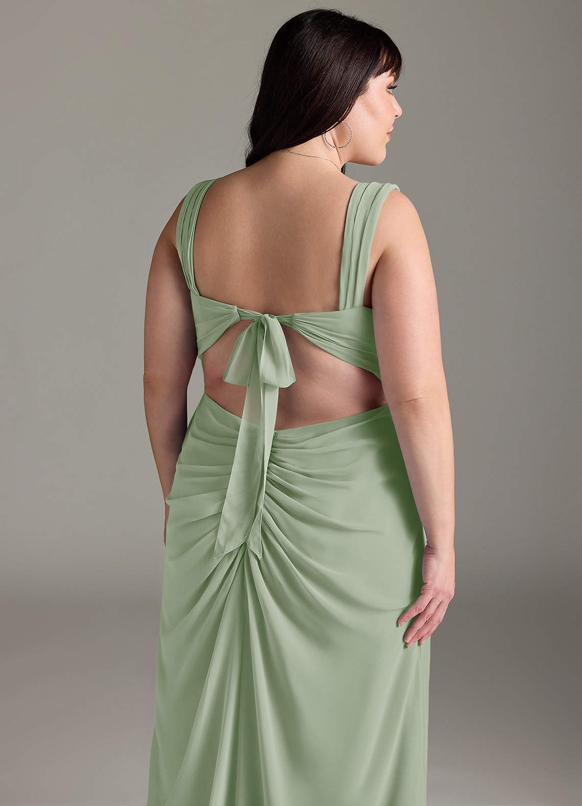 Azazie Jesaphine Bridesmaid Dresses Dusty Sage Sheath Bow Chiffon Dress image13