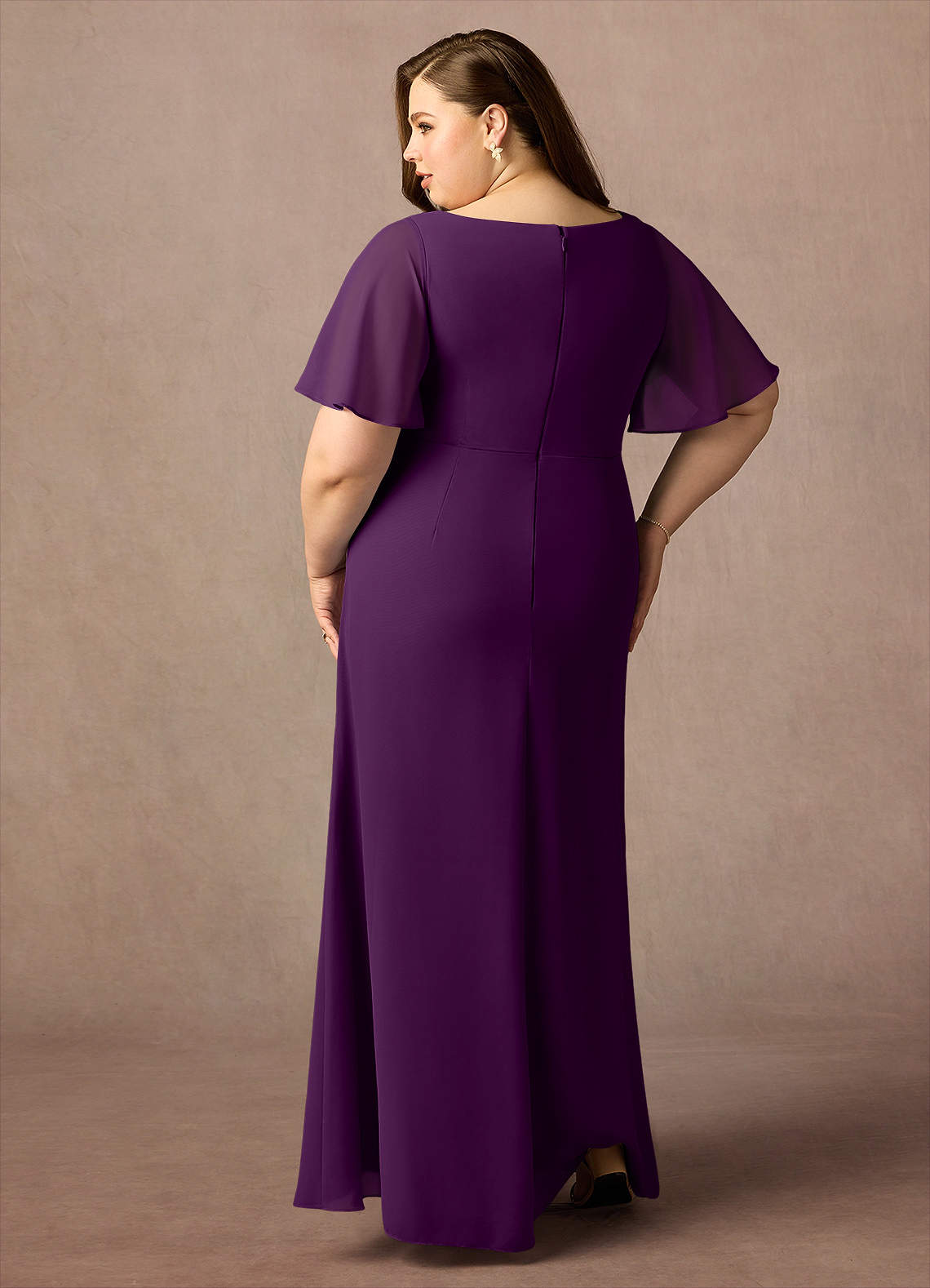 Azazie Rain Mother of the Bride Dresses Grape Sheath Beaded Chiffon Dress image1