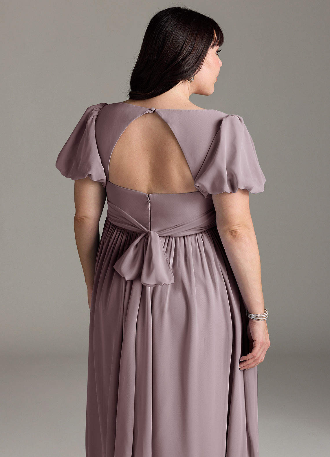 Azazie Madisynn Maternity Bridesmaid Dresses Bow Chiffon Floor-Length Dress image9