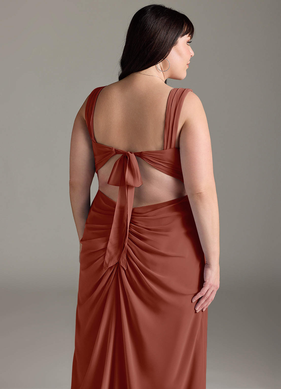 Azazie Jesaphine Bridesmaid Dresses Auburn Sheath Bow Chiffon Dress image13