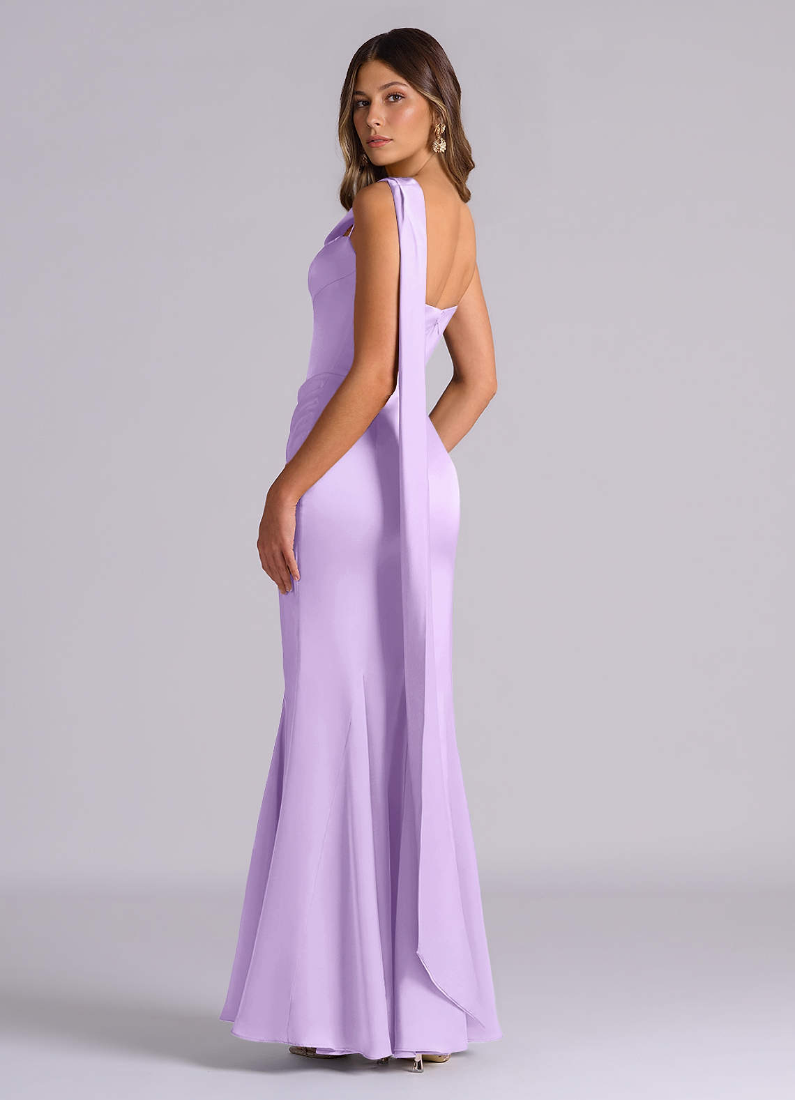 Azazie Inara Lilac Stretch Satin Bridesmaid Dresses | Azazie