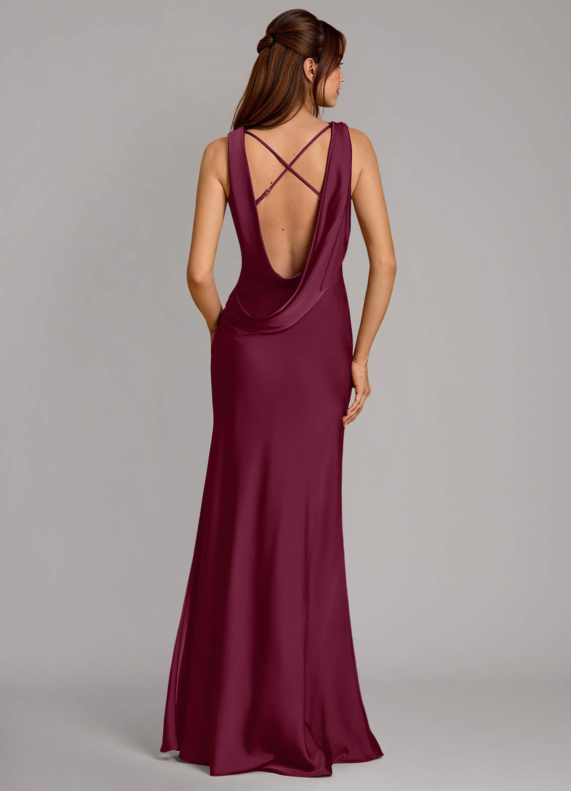 Azazie Cheryl Bridesmaid Dresses Mulberry Mermaid Stretch Satin Dress image1