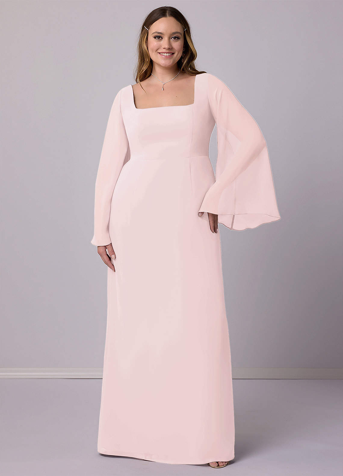 Barbie ♥ Azazie Bridesmaid Dresses Sheath Bow Chiffon Floor-Length Dress image7