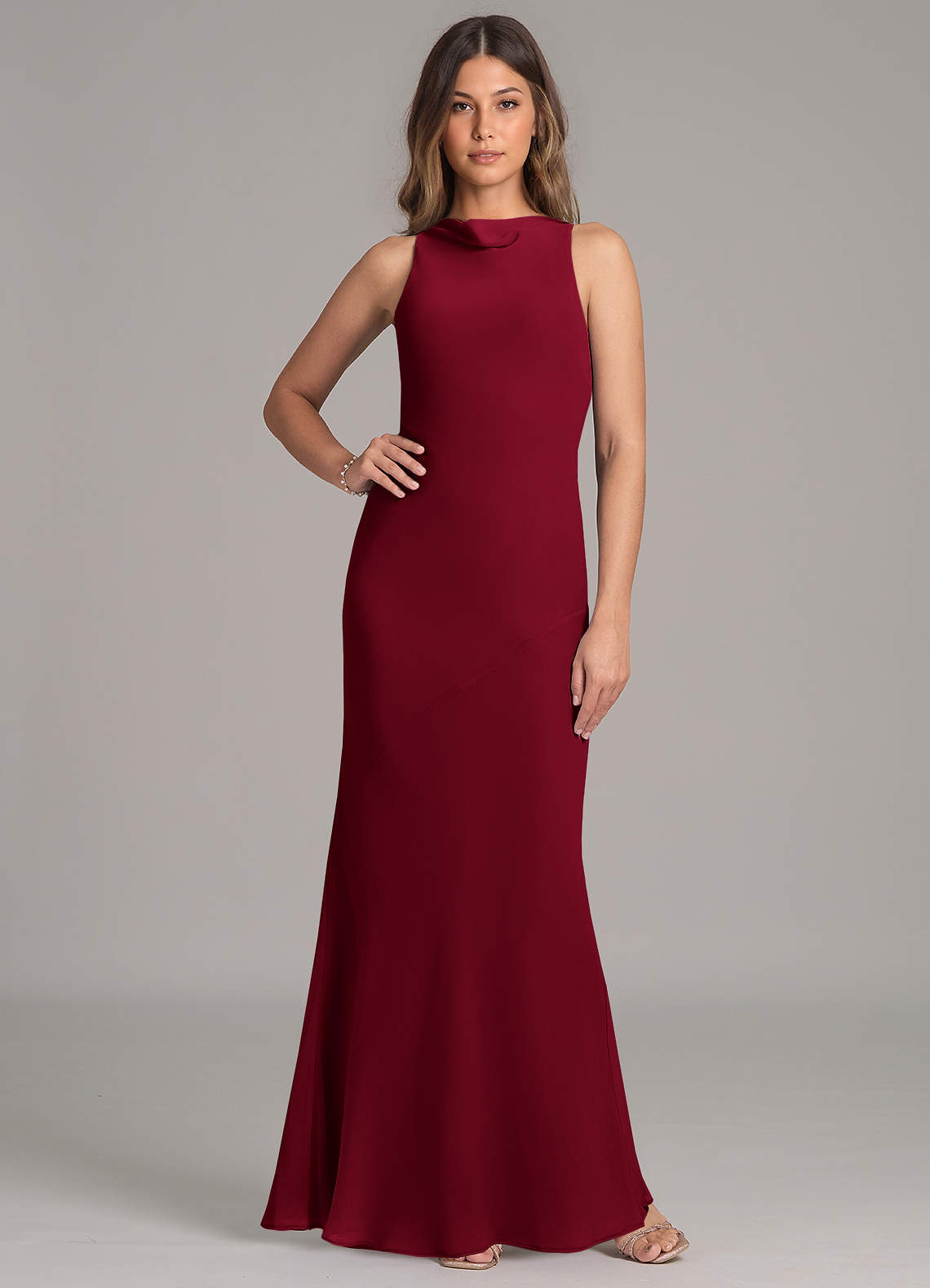 Azazie Allettie Prova klänningar hemma Klänning av Sjöjungfru i Chiffong Bourgogne image1