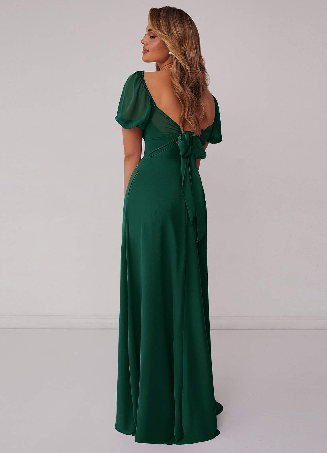 Barbie ♥ Azazie Bridesmaid Dresses Emerald A-Line Pleated Chiffon Dress image2