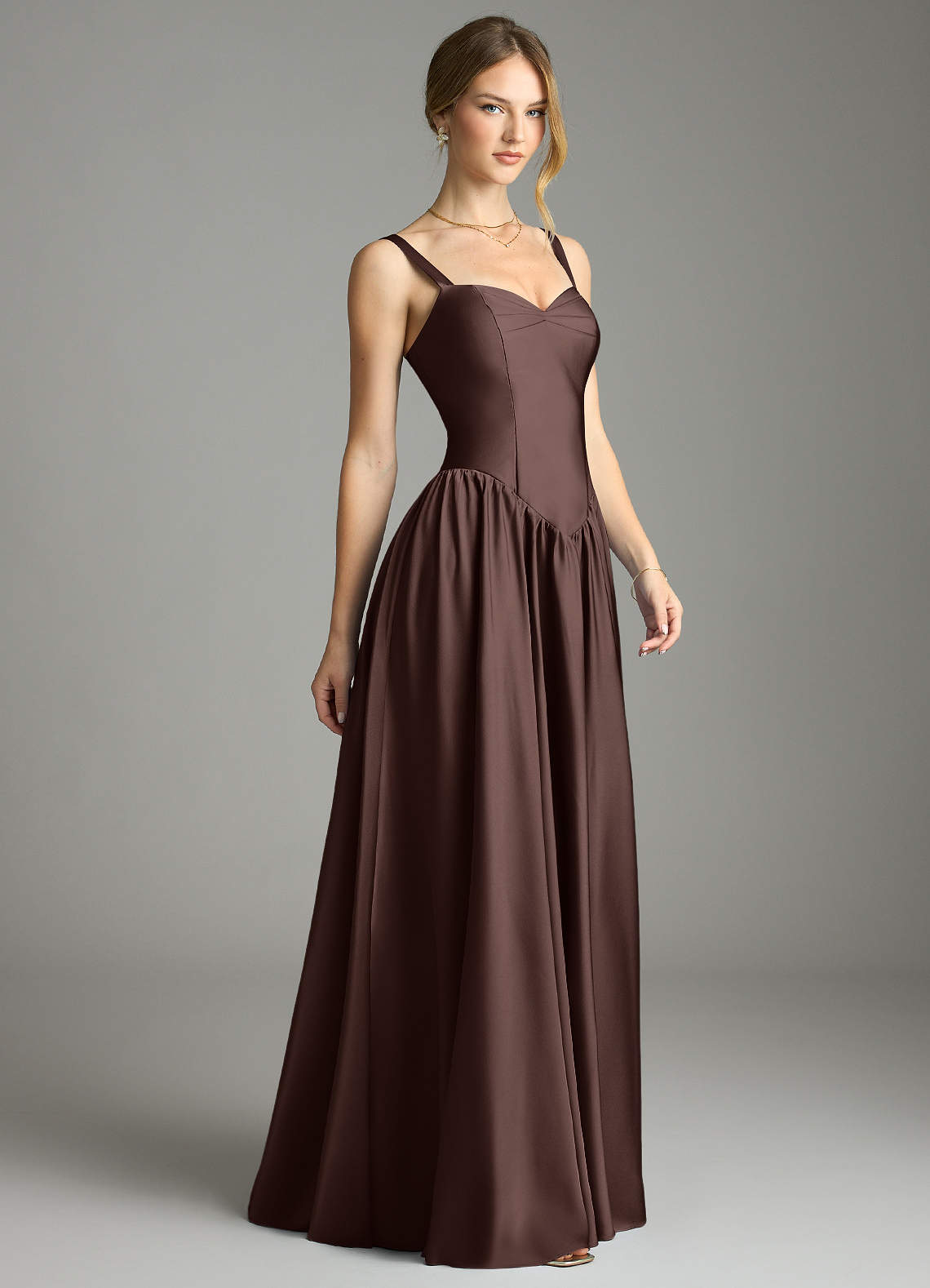 STEVEN & JASON ブラウン ドレスシューズ 26cm Azazie Evadina Ganache Stretch Satin Bridesmaid Dresses | Azazie