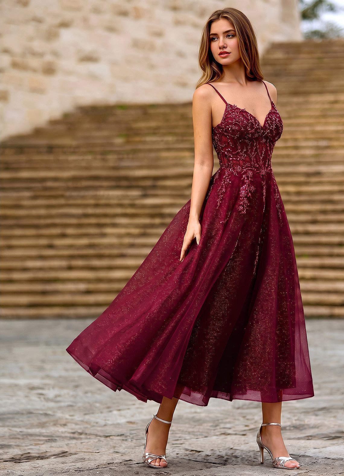 naeem khan cocktail dress FLORAL EMBELLISHED ILLUSION NECKLINE TEA-LENGTH – Color:Smoky Gray Naeem Khan Size VM: Bridesmaid Black Prio 7.8 inch wide Dusty