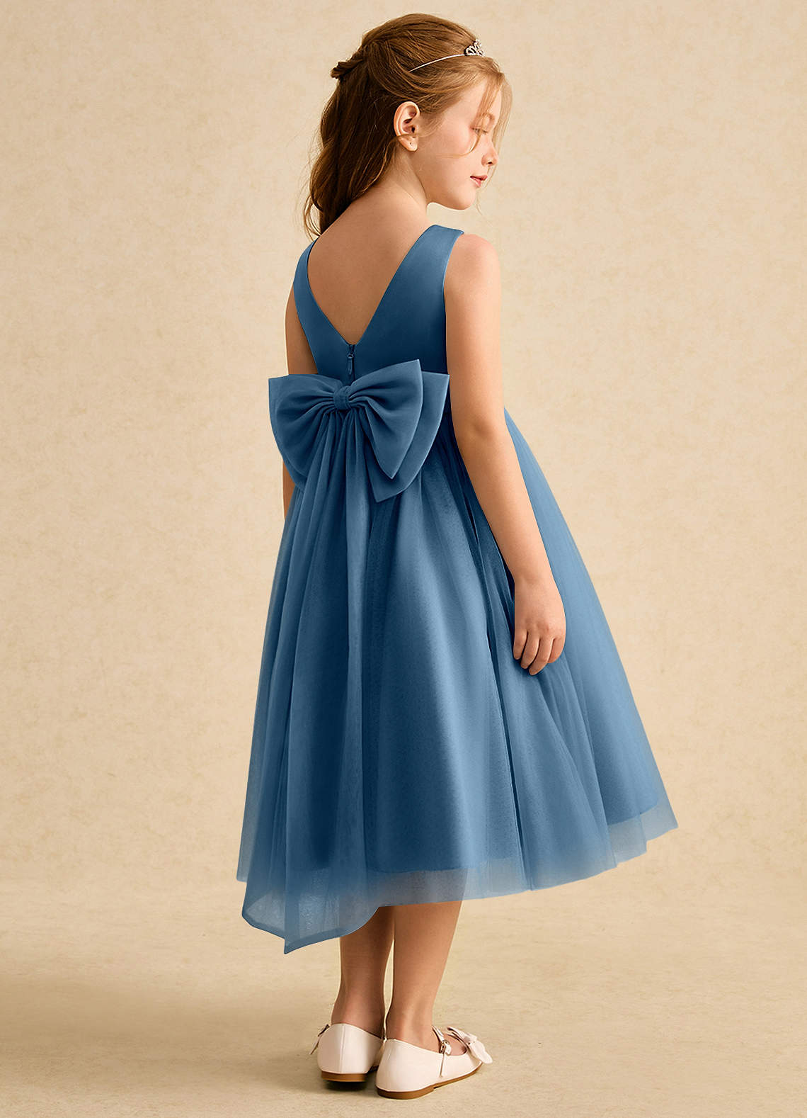 Azazie Winnie Robe Demoiselle D'honneur Fillette Robe Princesse en Tulle Arc Bermude image2