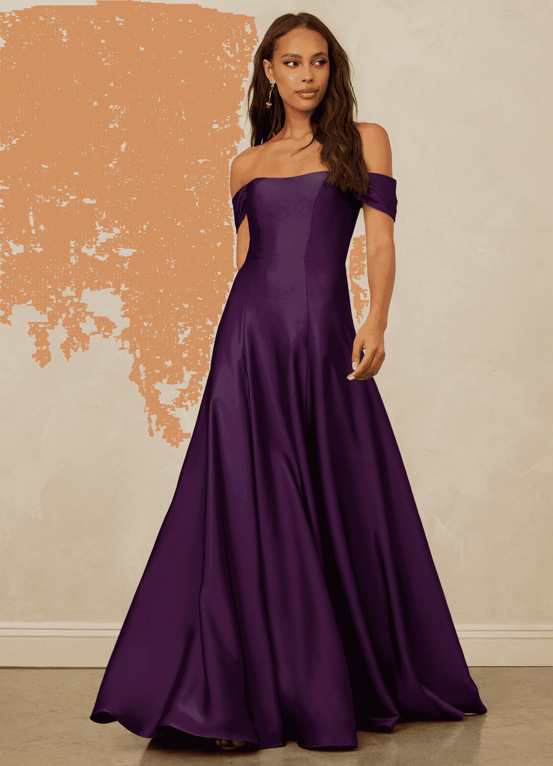 Christian Siriano Bridal for Azazie 1002 Bridesmaid Dresses Grape A-Line Off the Shoulder Stretch Satin Convertible Dress image1