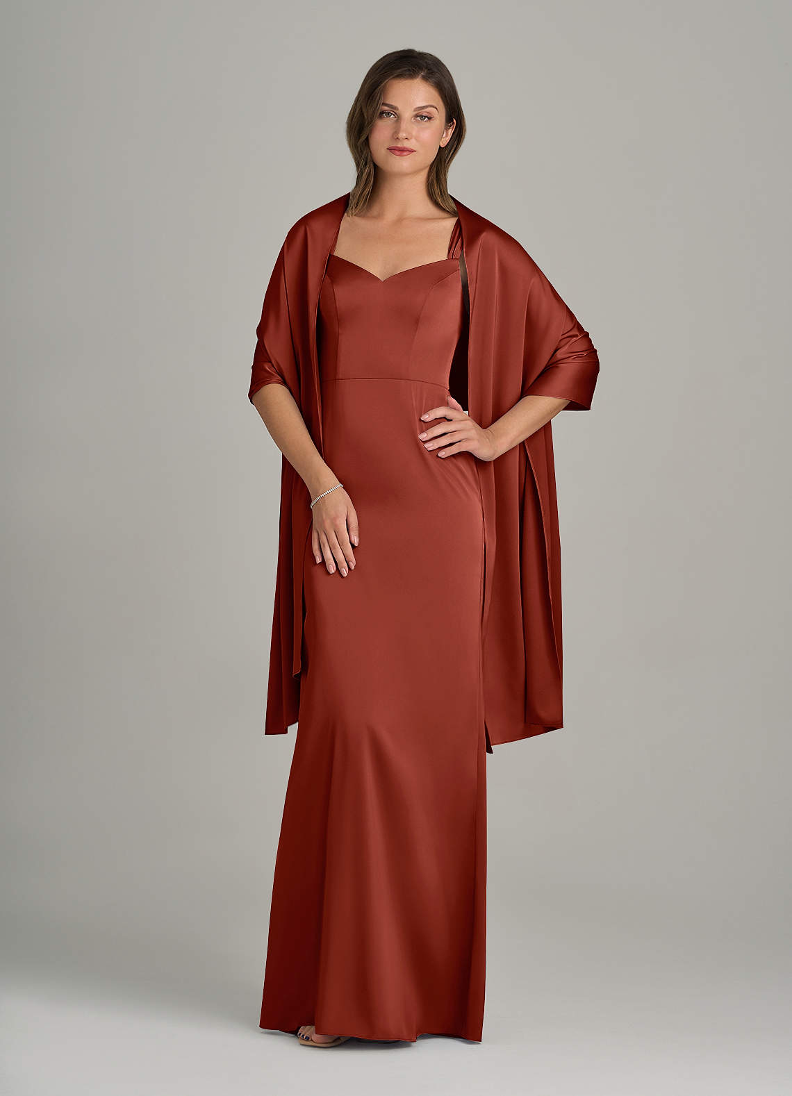 front Azazie Matching Color Stretch Satin Shawl
