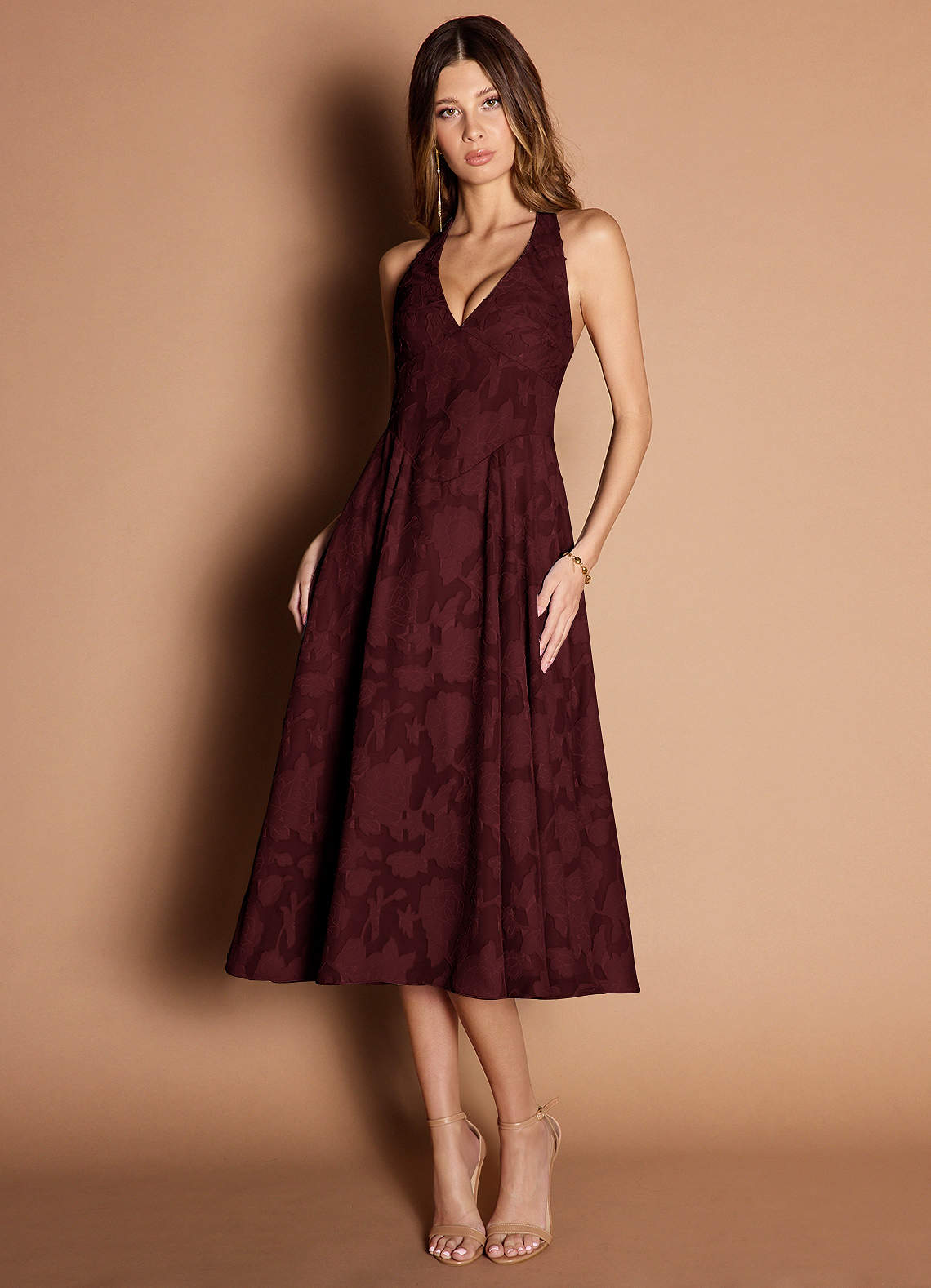 Soraya Wine Midi Dress Ready to Ship | Azazie