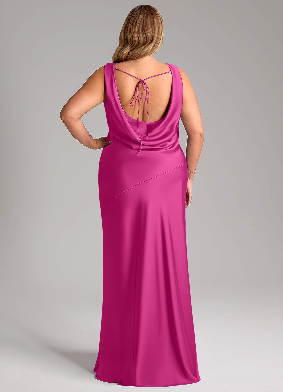 Azazie Rylina Bridesmaid Dresses Fuchsia Mermaid Stretch Satin Dress image7