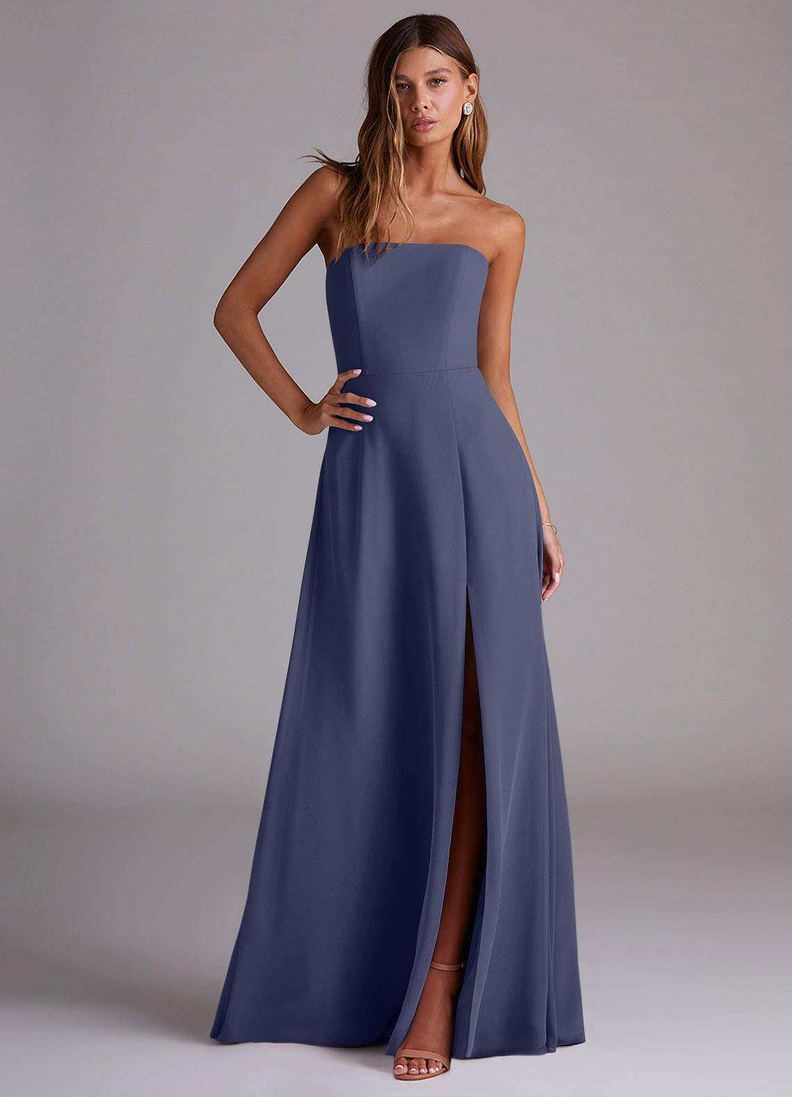 Azazie Wren Bridesmaid Dresses Stormy A-Line Side Slit Chiffon Convertible Dress image2