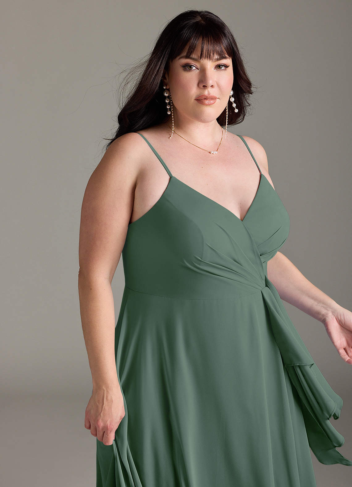 Azazie Akita Morsiusneito Mekot A-linja Sifonki Lattian pituus Pukeutua image9