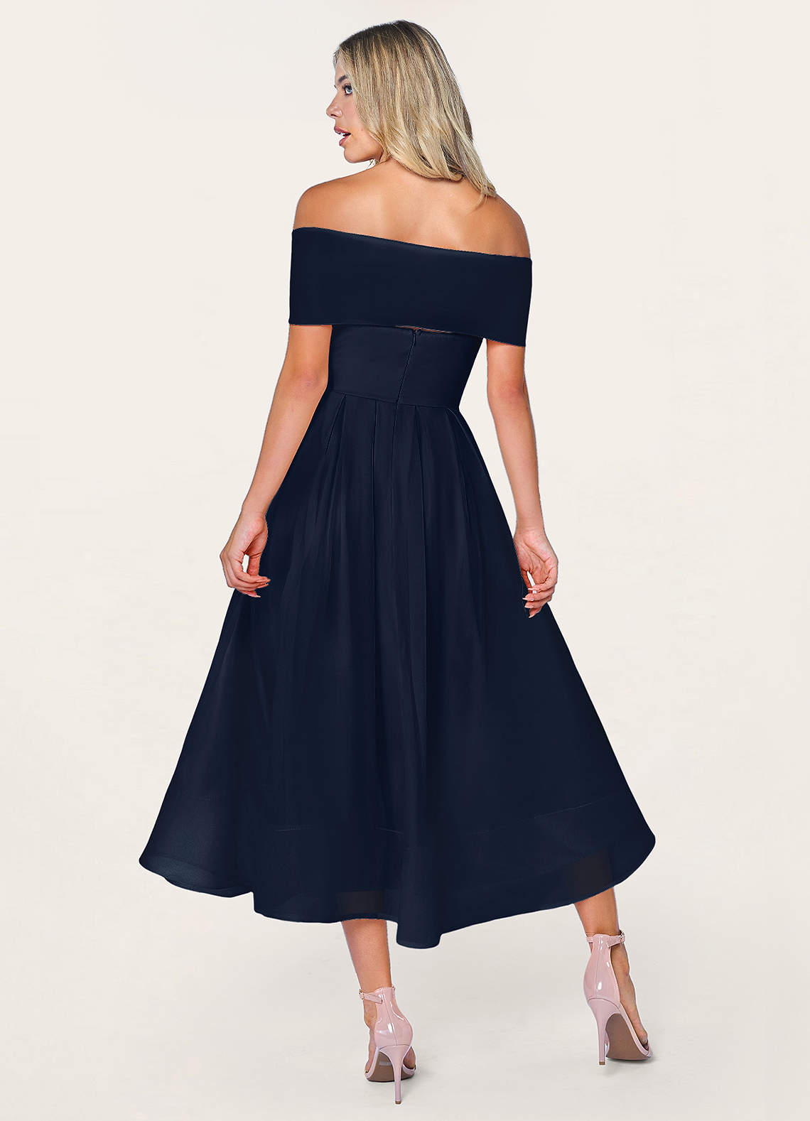Dear To My Heart Navy Blue Off-The-Shoulder Midi Dress image1