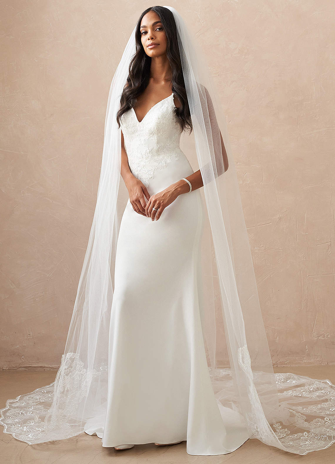 front Meave Sequin Lace Cathedral Veil