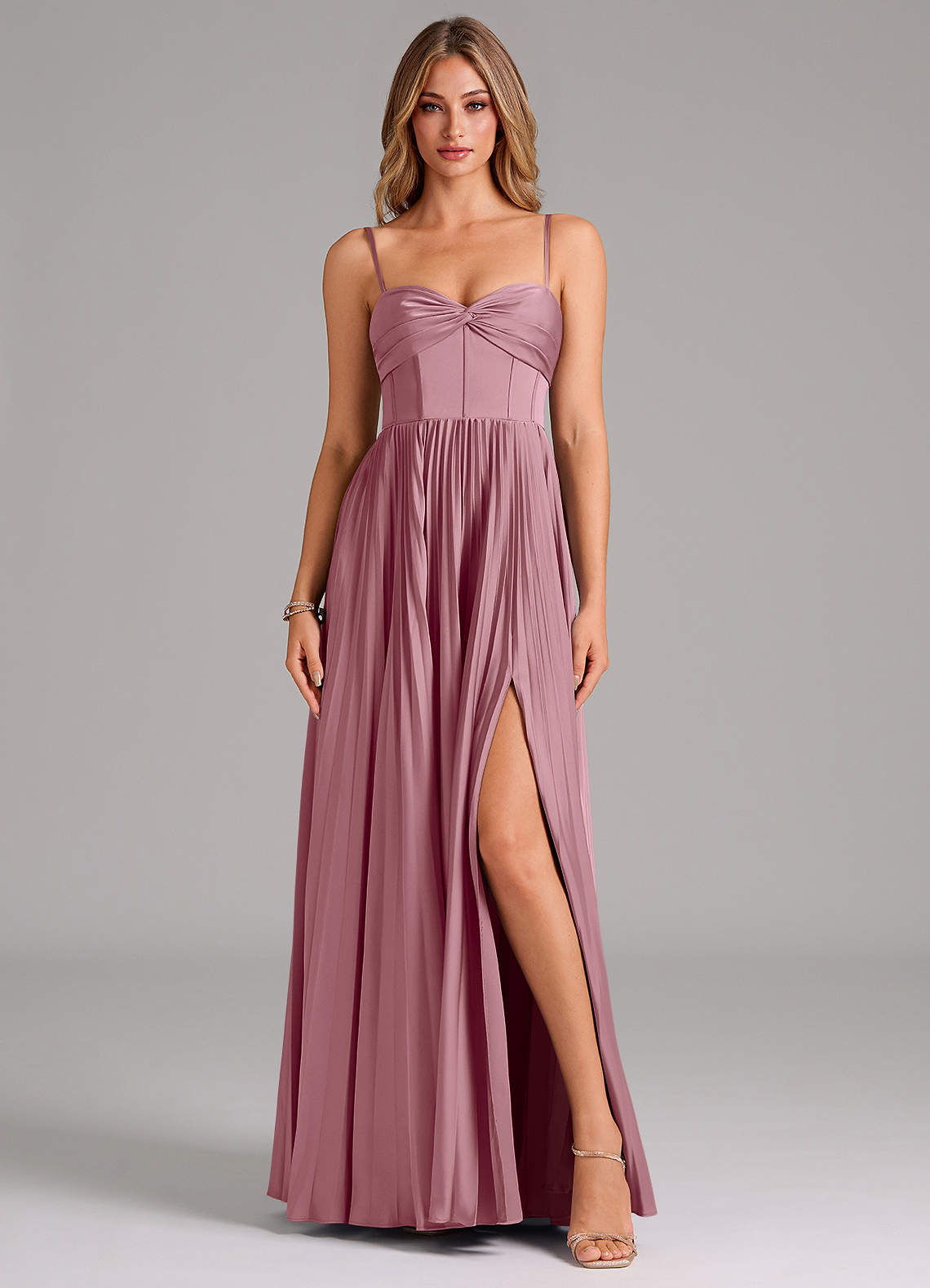 Azazie Tyla Brudtärnklänningar Klänning av A-Linje i Stretch Satin Sweetheart halsringning Vintage Mauve image1