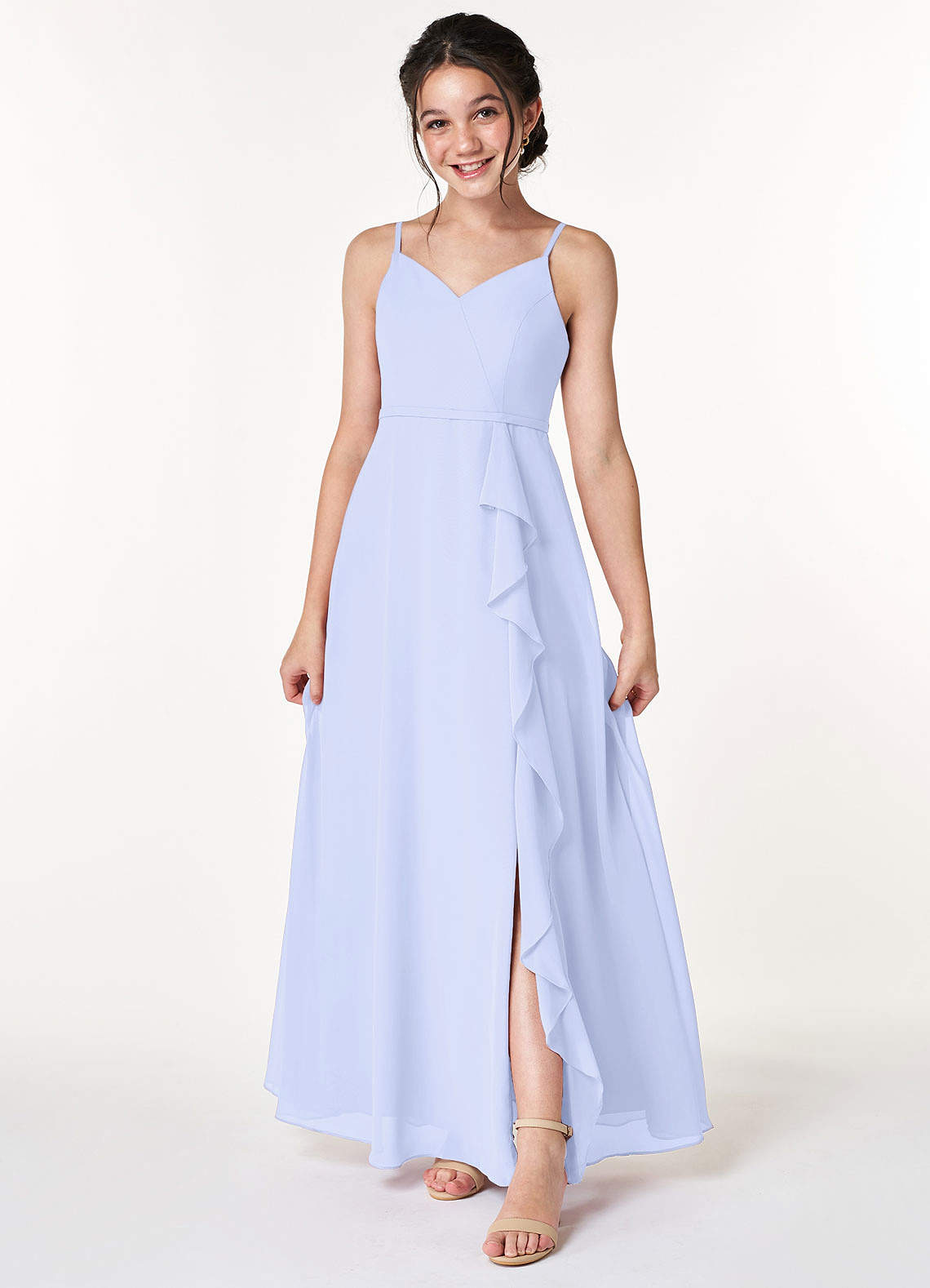 Azazie Naeem Junior Lavender A-Line Ruched Chiffon Dress image1
