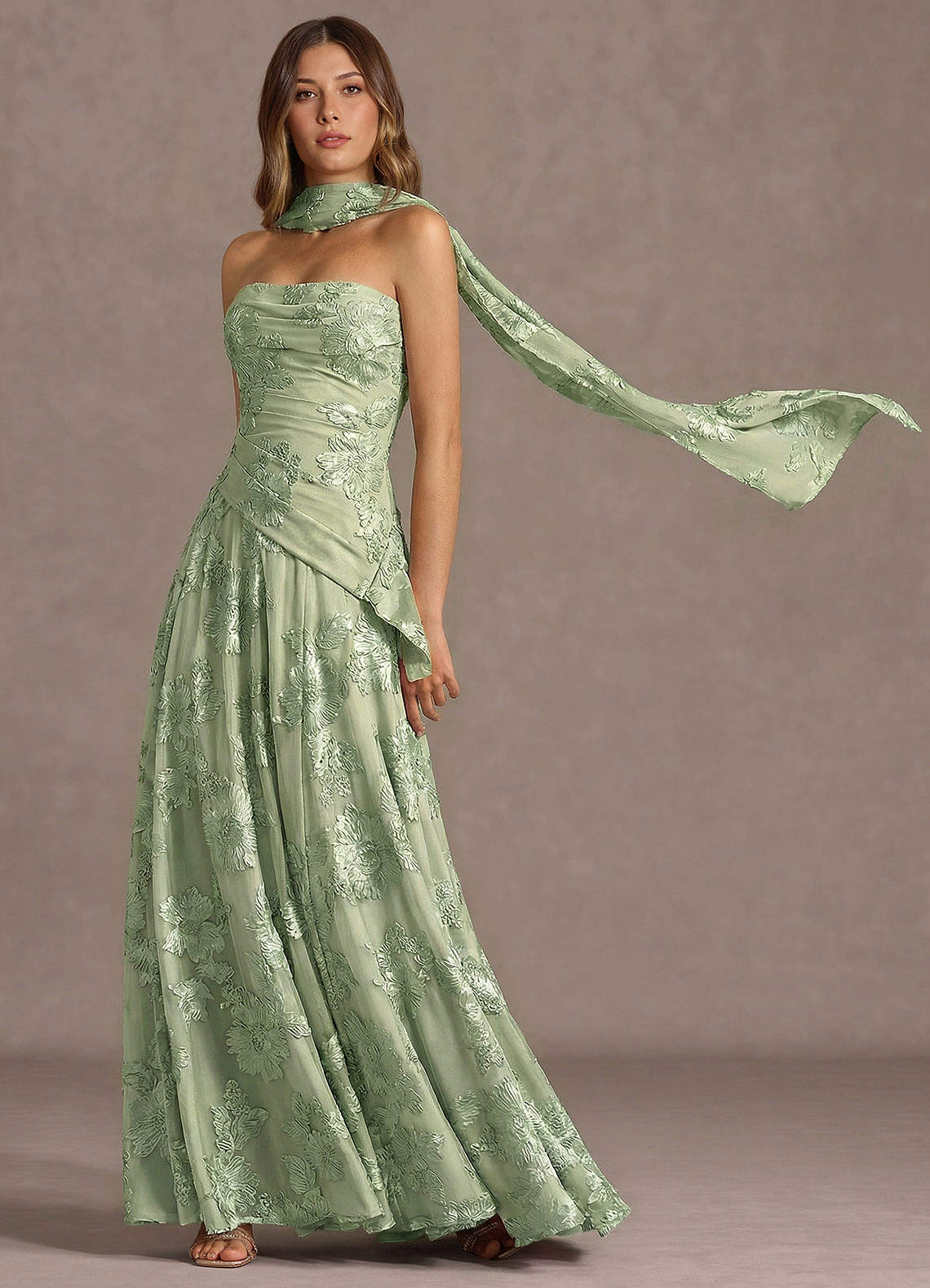 light green silk maxi dress Rosalind Light Green Maxi Dress