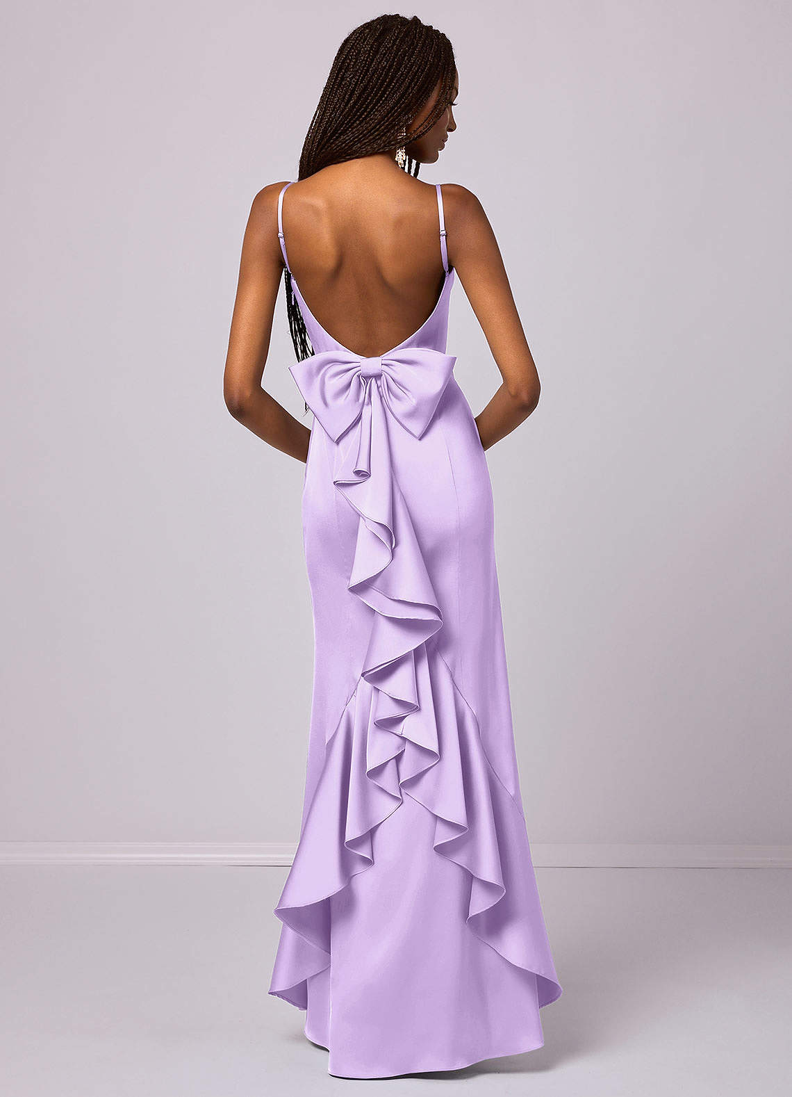 Barbie ♥ Azazie Bridesmaid Dresses Mermaid Bow Stretch Satin Floor-Length Dress image1