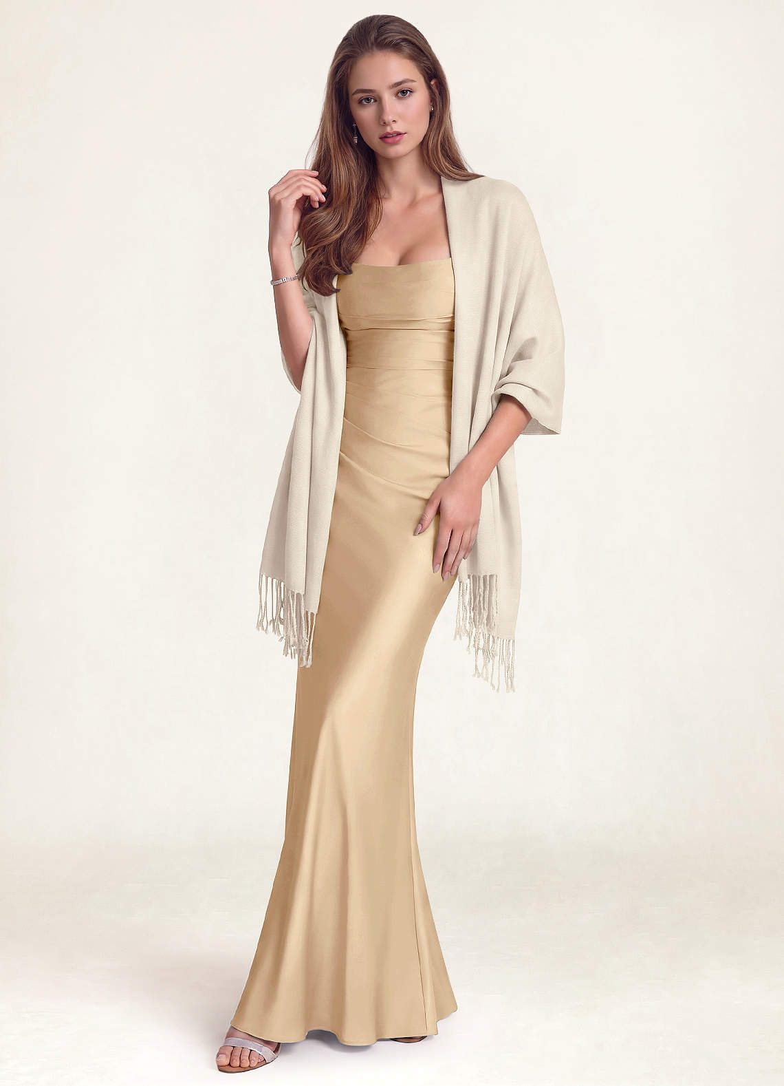 front Wool-Blend Fringe Hem Scarf & Shawl