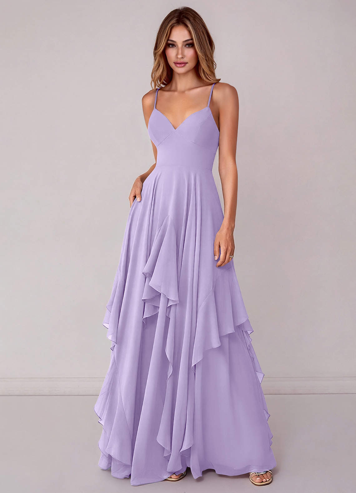 Azazie Zaina Lilac Chiffon Bridesmaid Dresses | Azazie