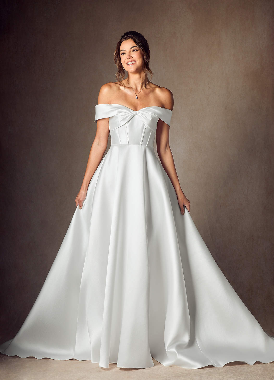 Azazie Kaylynn Wedding Dresses Diamond White A-Line Sweetheart Neckline Mikado Dress image1