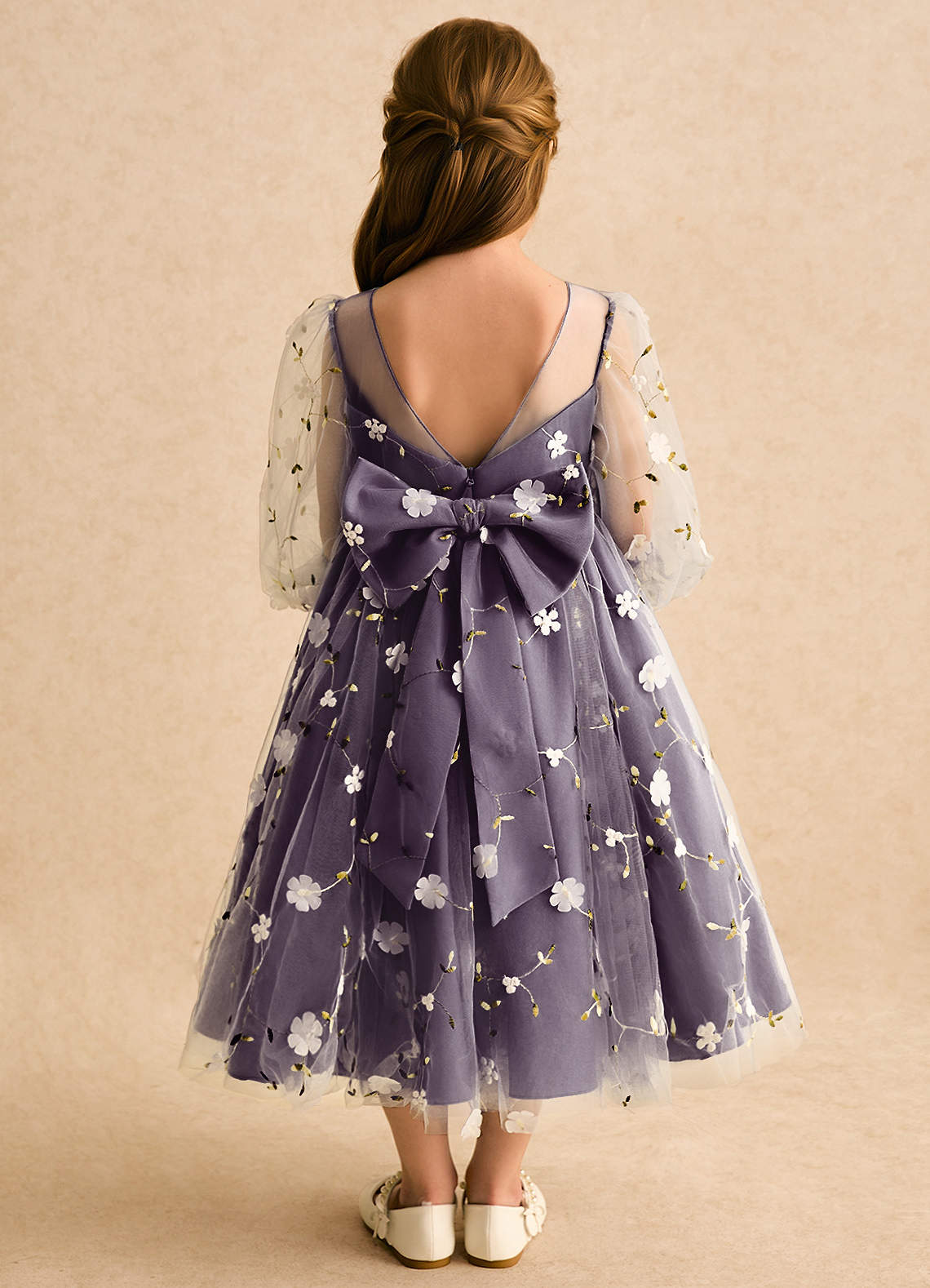 Azazie Elowen Flower Girl Dresses Plum A-Line Sweetheart Neckline Lace Dress image1