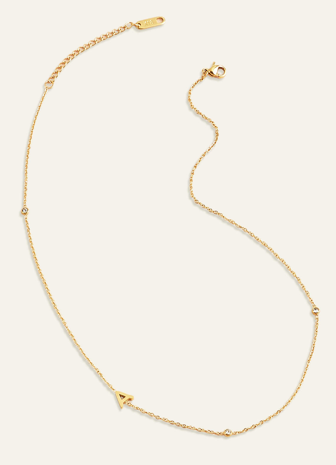 front Sideways Initial Letter Necklace