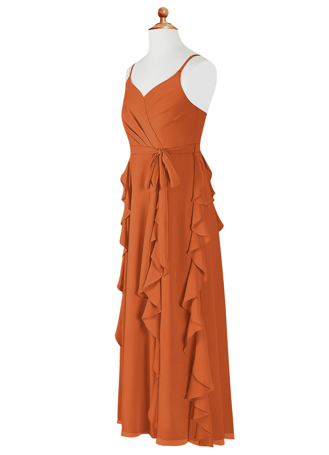 Azazie Peyton Junior Vestido Canela de Chiffon de Linha A com Plissado image7