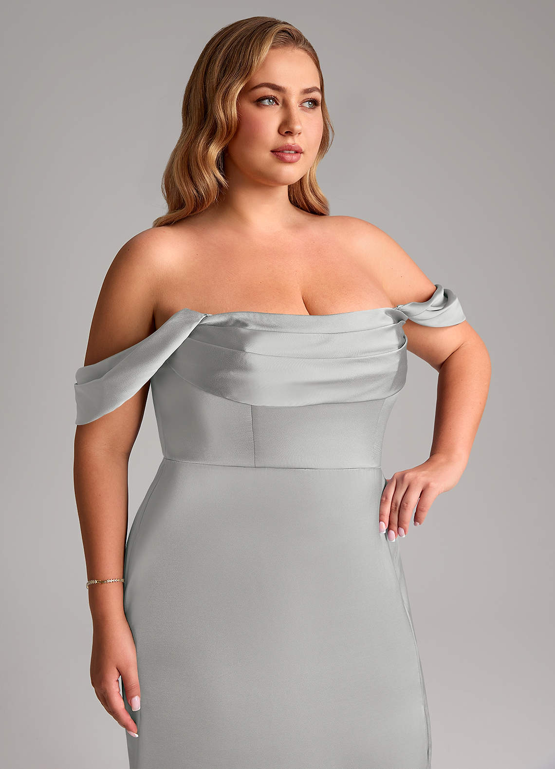 azazie silver dress Azazie Mika