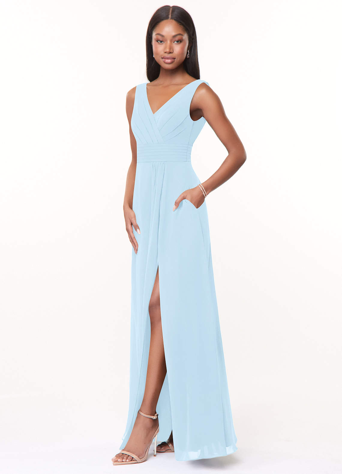 Azazie Karina Sky Blue Chiffon Bridesmaid Dresses | Azazie