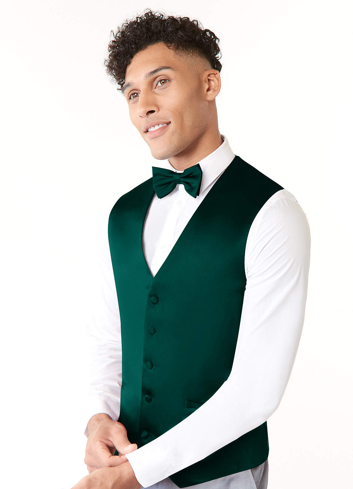 front Matte Satin Vest and Bow Tie Set
