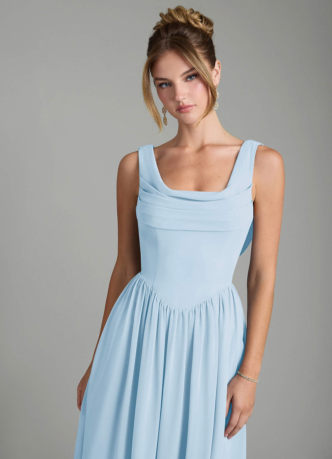 Azazie Novi Bridesmaid Dresses Sky Blue A-Line Pleated Chiffon Dress image5