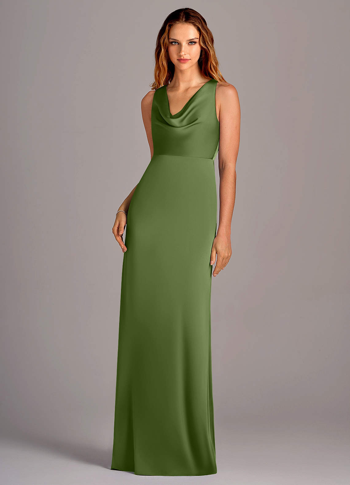 Azazie Wrenlee Bridesmaid Dresses Juniper A-Line Stretch Satin Dress image1