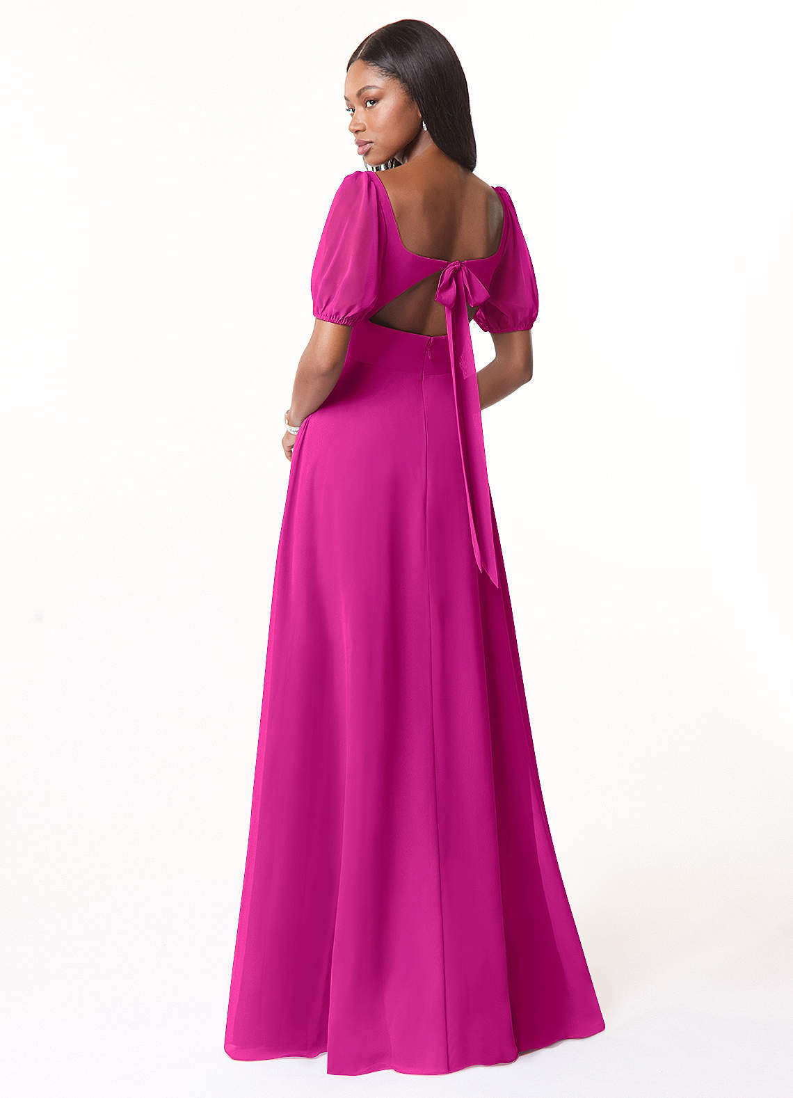 fuchsia bridesmaid dresses amazon Exquisite Short Chiffon Royal Bridesmaid Dress With Hand-made Flower US12 / Custom Color main image 1