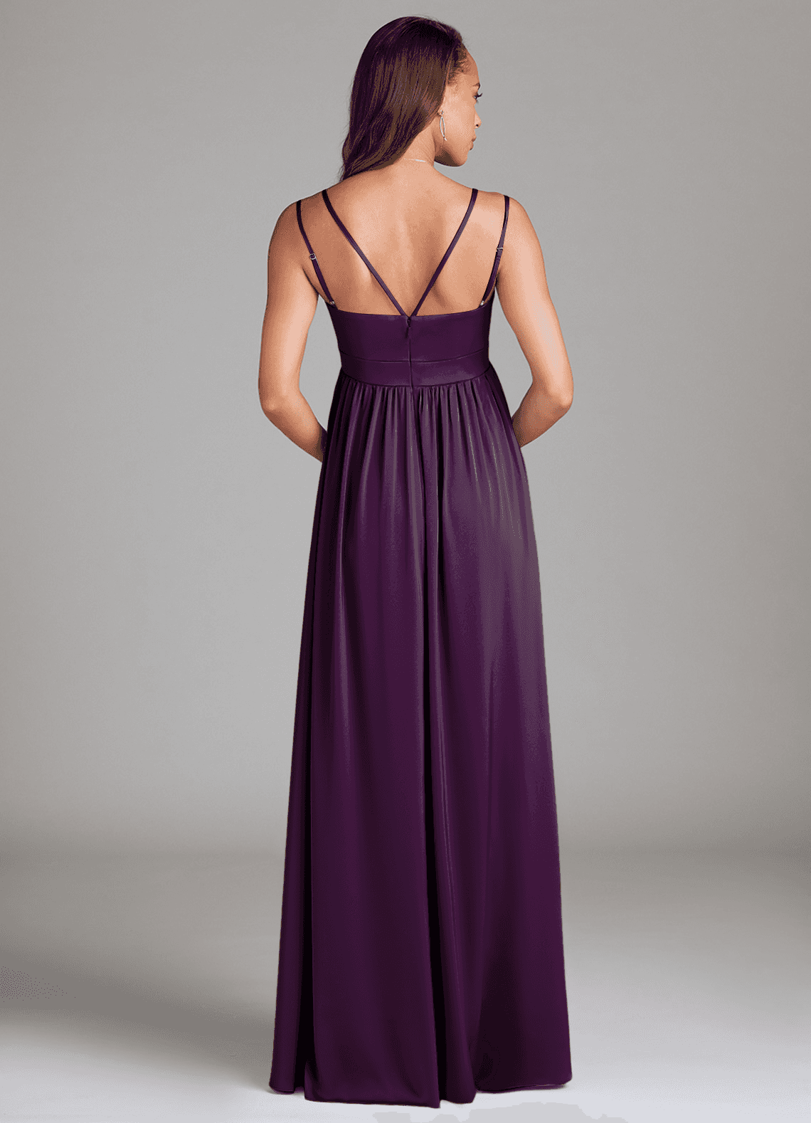 Azazie Emree Maternity Bridesmaid Dresses A-Line Stretch Satin Floor-Length Dress with Pockets image1