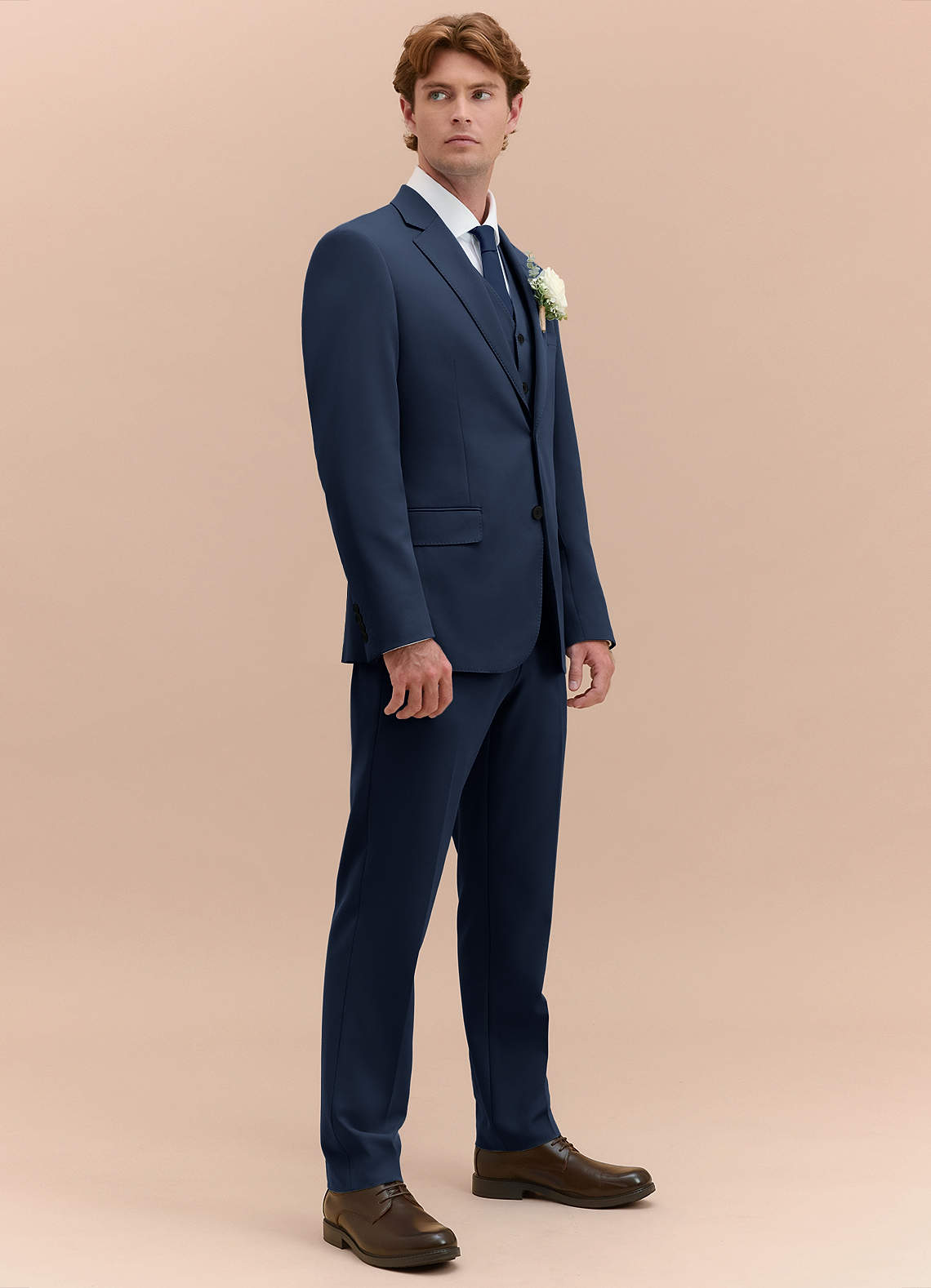 front James Dark Navy Structured Stretch 3-piece suit
