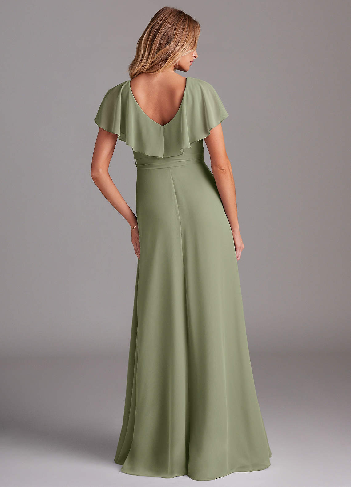 Azazie Lainey Bridesmaid Dresses Pistachio A-Line with Pockets Chiffon Dress image6