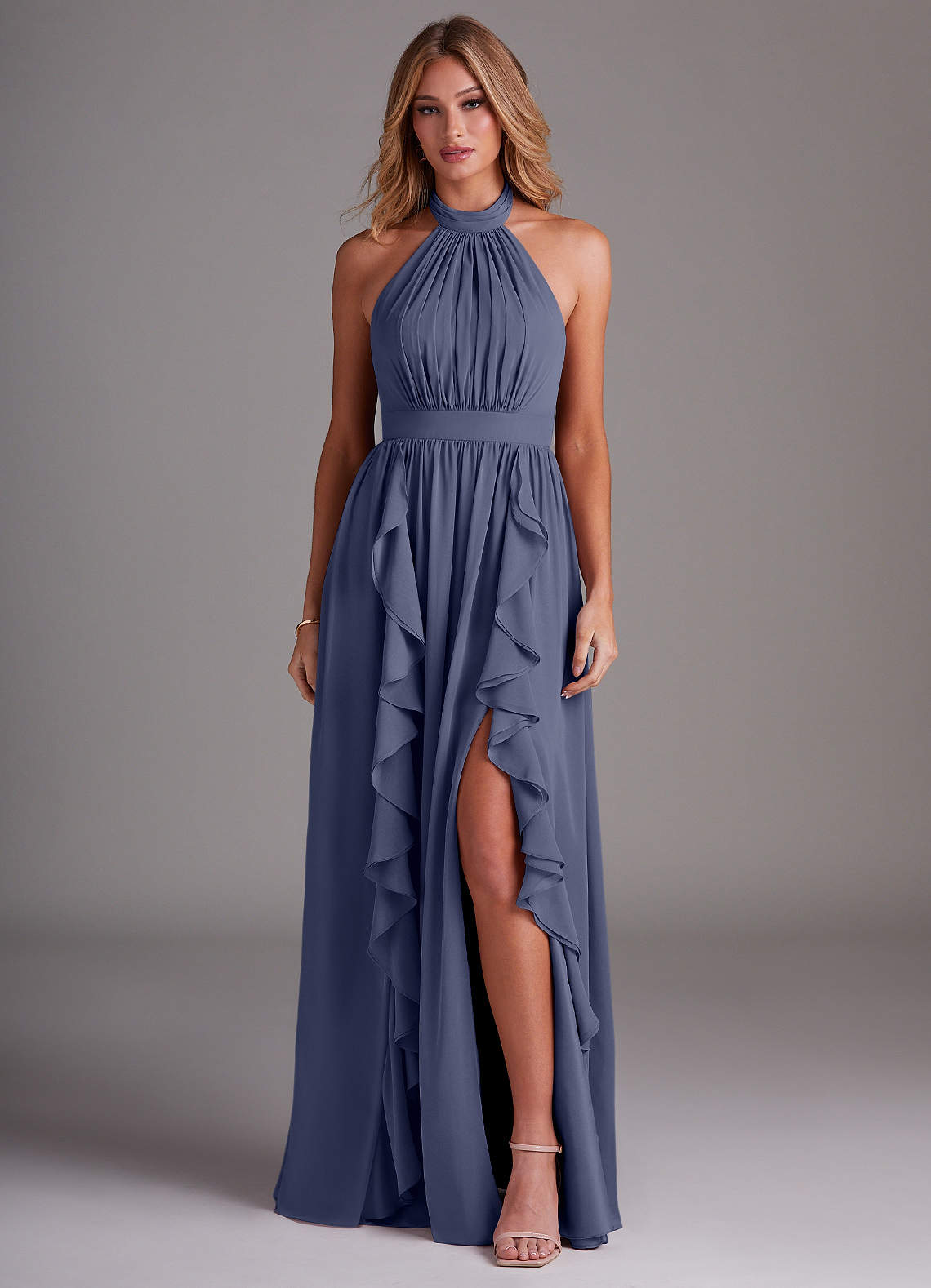Azazie Avary Bridesmaid Dresses Stormy A-Line Pleated Chiffon Dress image1