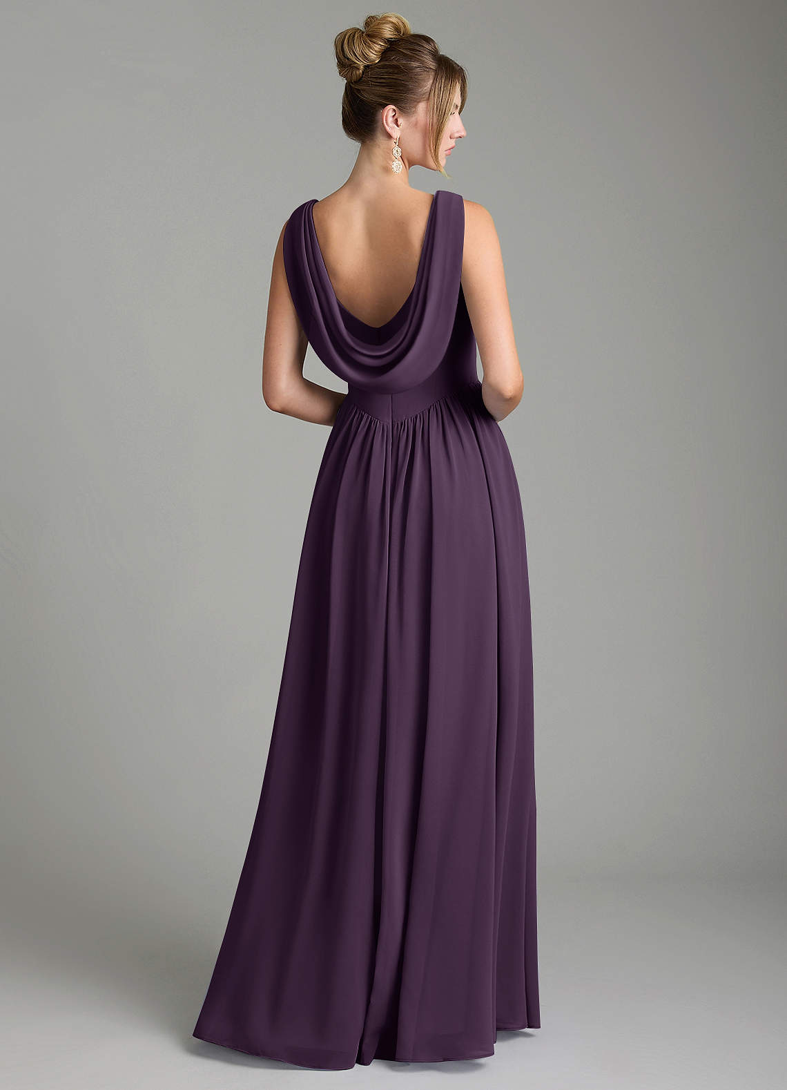 Azazie Novi Bridesmaid Dresses Plum A-Line Pleated Chiffon Dress image4