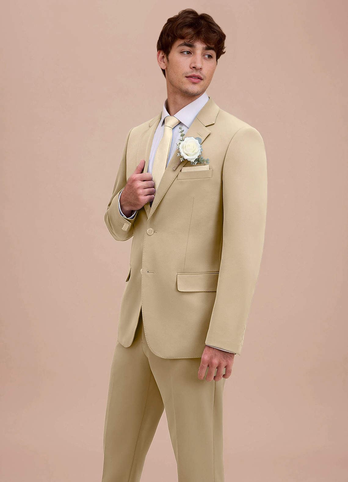 front Ethan Champagne Refined Weave Performance Suit Jacket