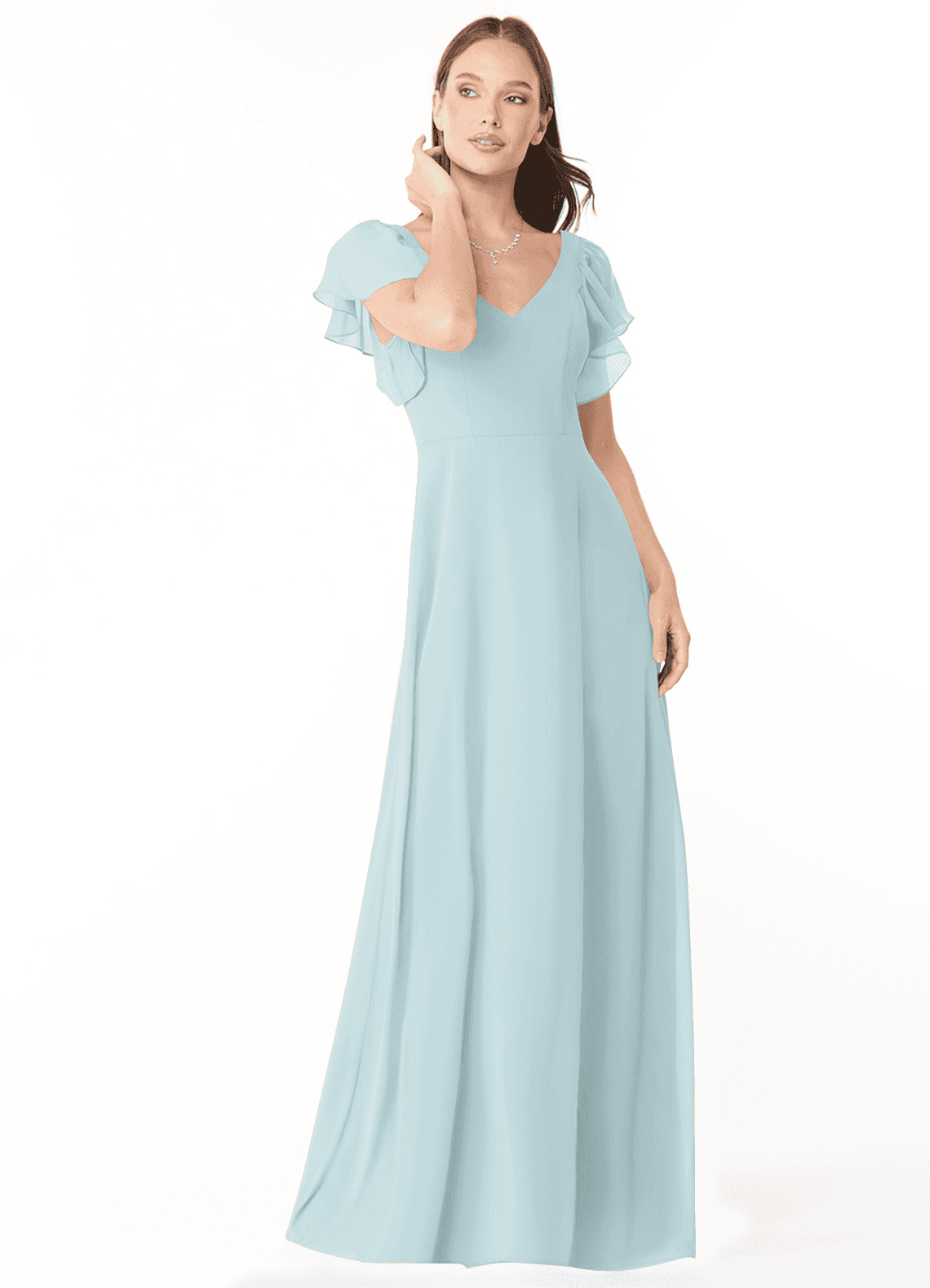 Azazie Syenna Bridesmaid Dresses Mist A-Line Ruched Chiffon Dress image1