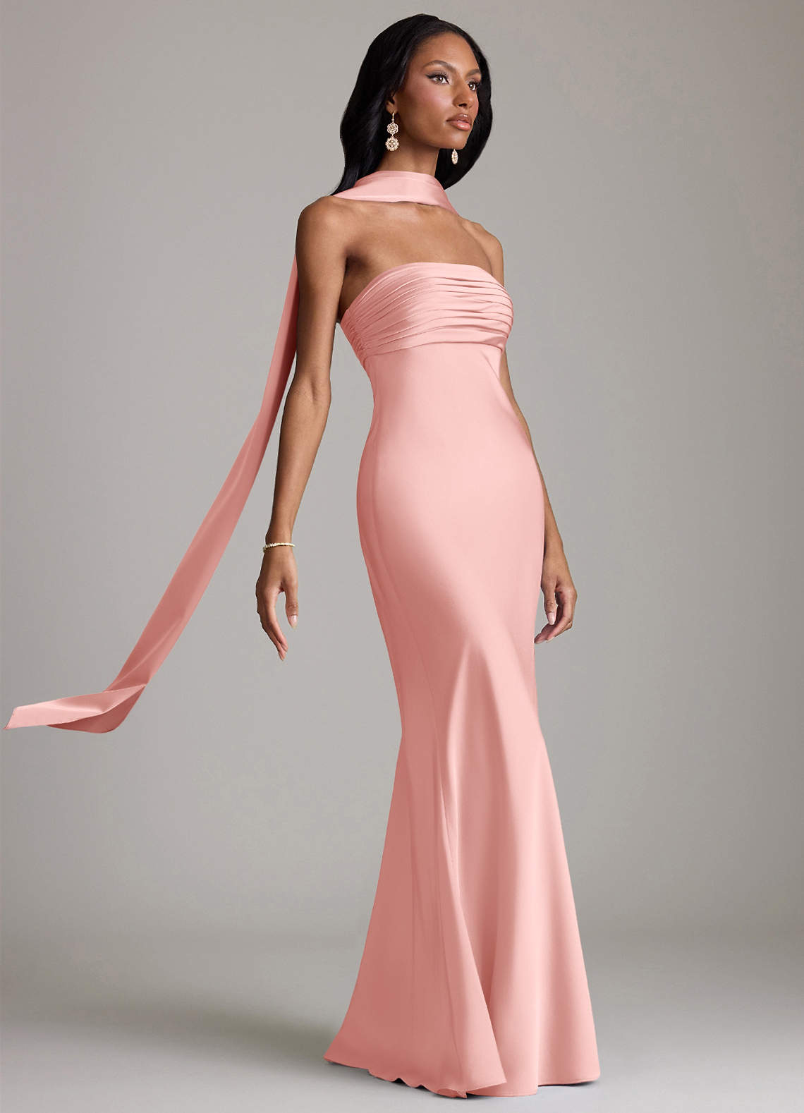 Azazie Saylor Kjoler til hjemmeprøvning Havfrue Stropløs Stræk satin Gulv-længde Kjole image9