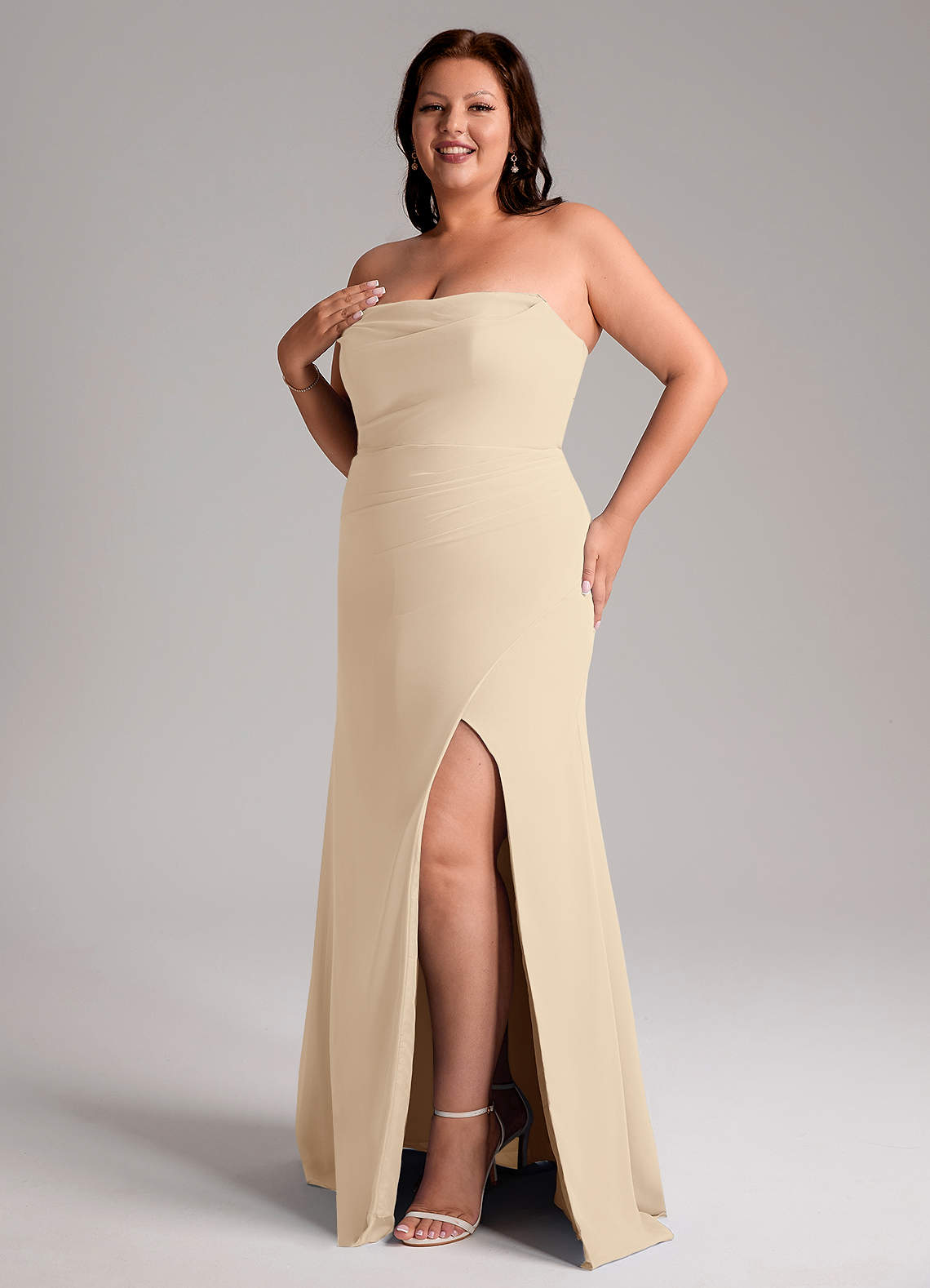 blue dress for baby girl Champagne satin slip dress – Linda Couture Atelier Bridal Boutique main image 0