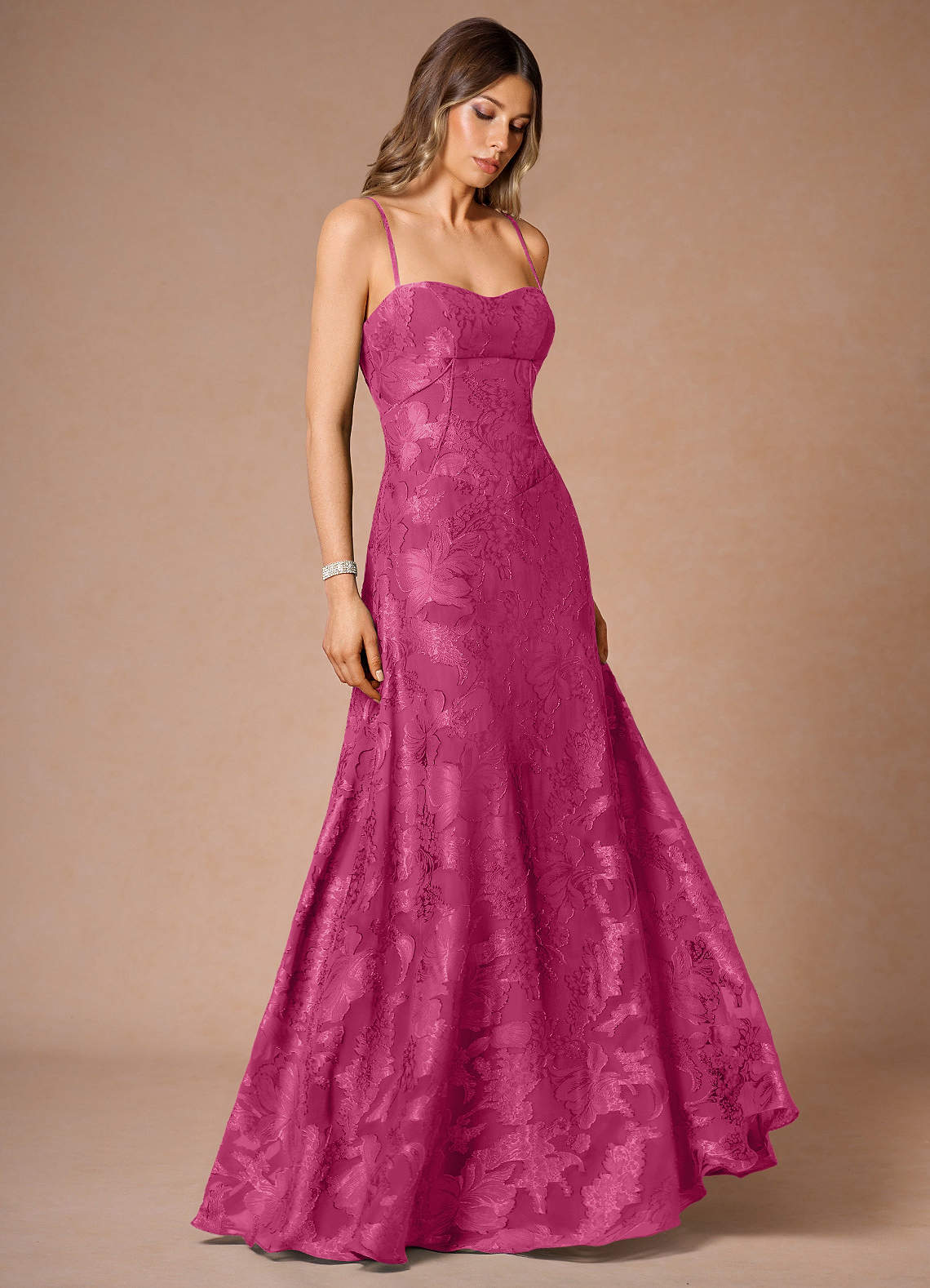 Hollis Fuchsia Lace Back Maxi Dress | Azazie CA