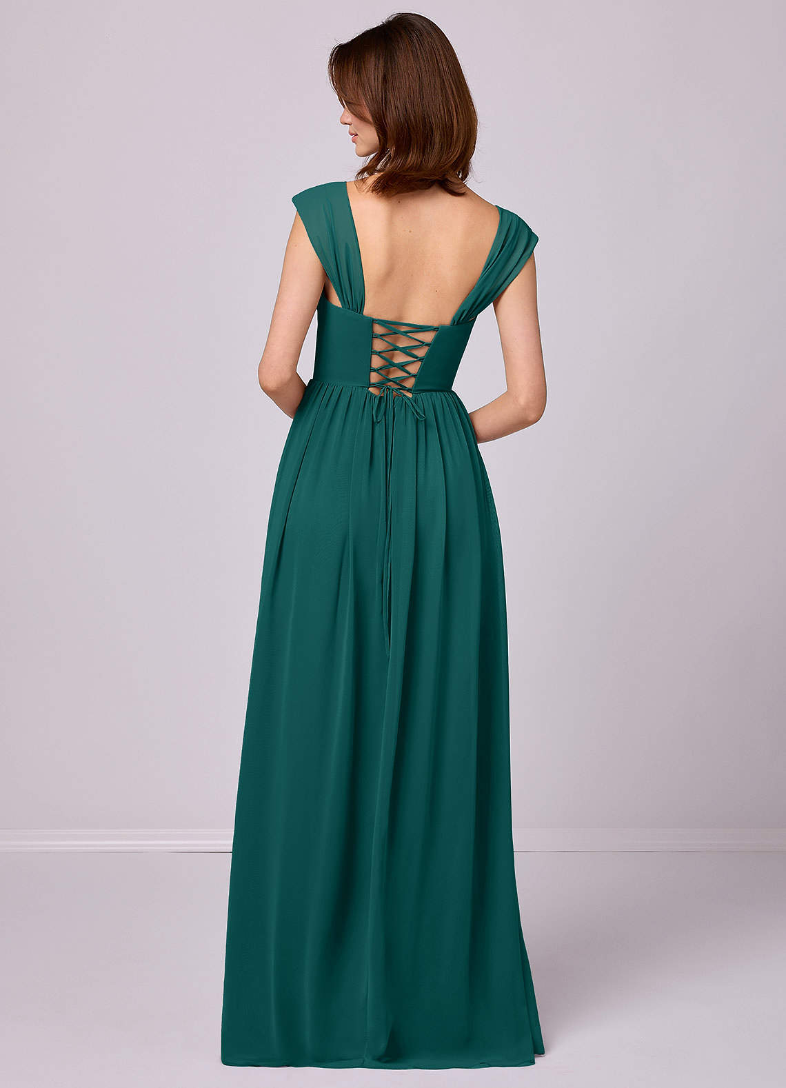 Barbie ♥ Azazie Bridesmaid Dresses Peacock A-Line Corset Chiffon Dress image5
