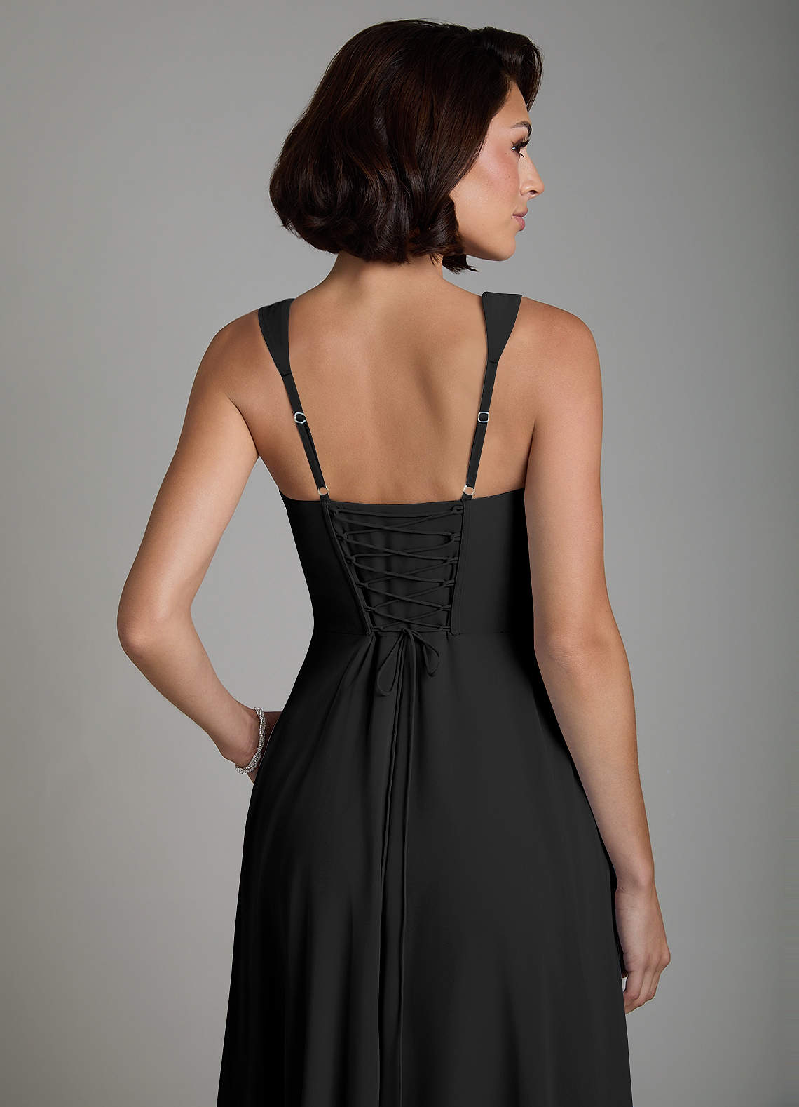 Azazie Azaria Black Chiffon Bridesmaid Dresses
