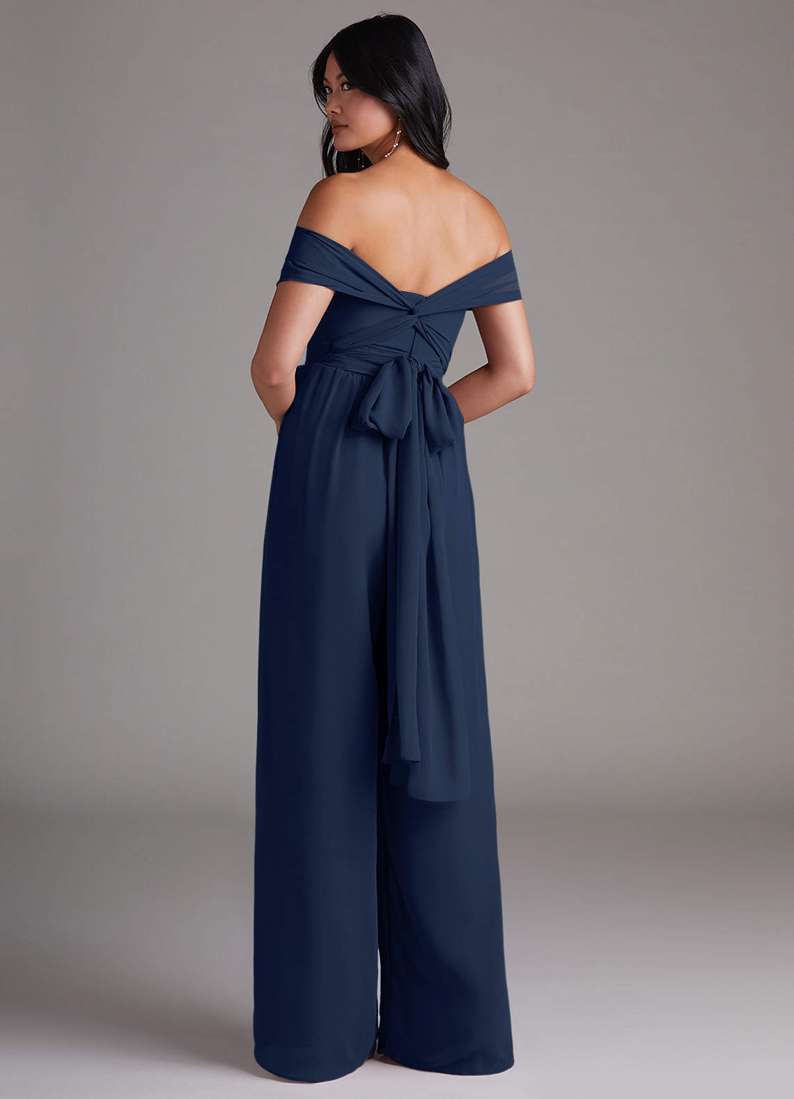 スーツ・フォーマル・ドレス Ipomoea Off Shoulder Dress Azazie Lamara Dark Navy Bridesmaid Dresses | Azazie