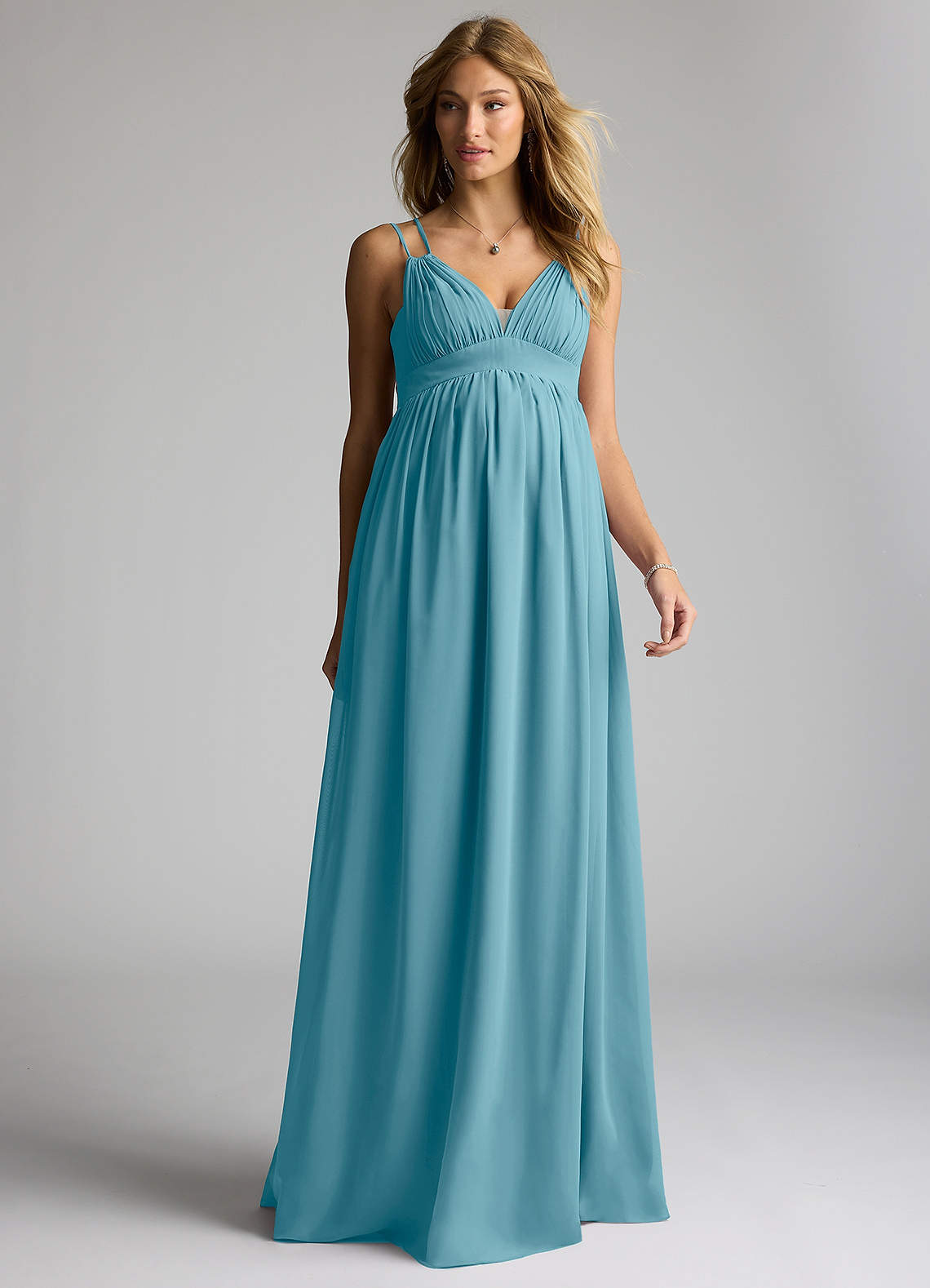 Azazie Emree Brautjungfernkleider für Schwangere A-Linie Chiffon Bodenlänge Kleid image1